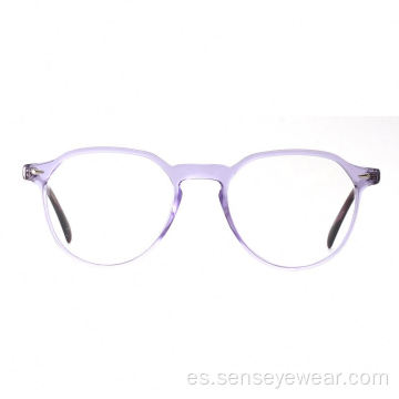 Marco de gafas ópticas de acetato eco acetato diseñador de damas redondas